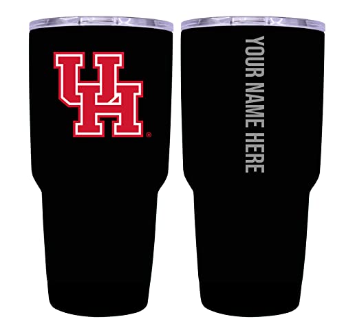 Custom University of Houston Black Insulated Tumbler - 24oz Engraved Stainless Steel Travel Mug