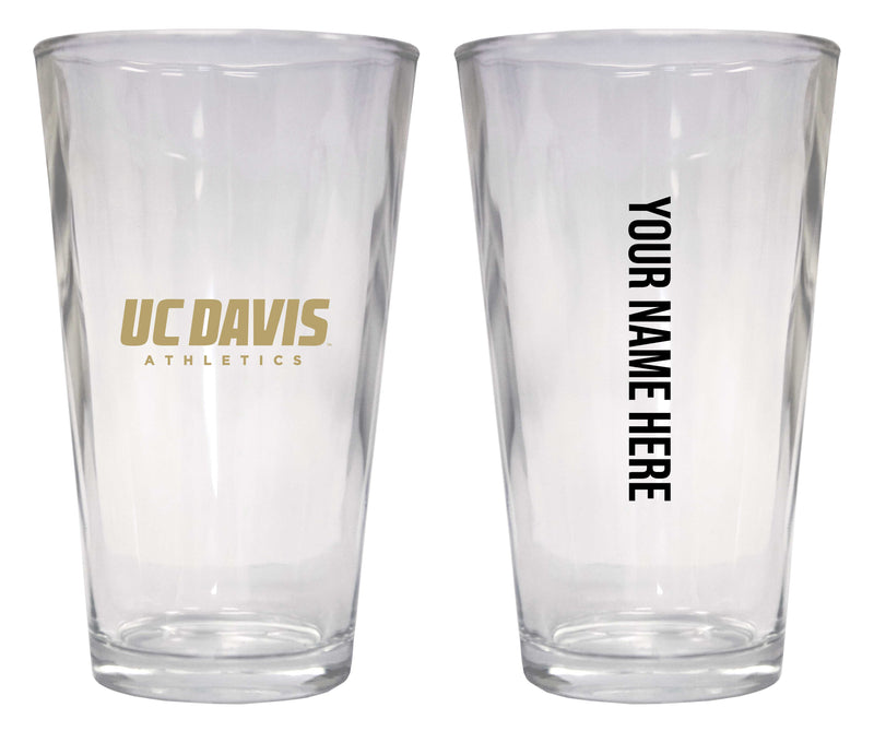 Customizable NCAA UC Davis Aggies 16 oz Pint Glass – Perfect Gift Personalized With your own or any fan name
