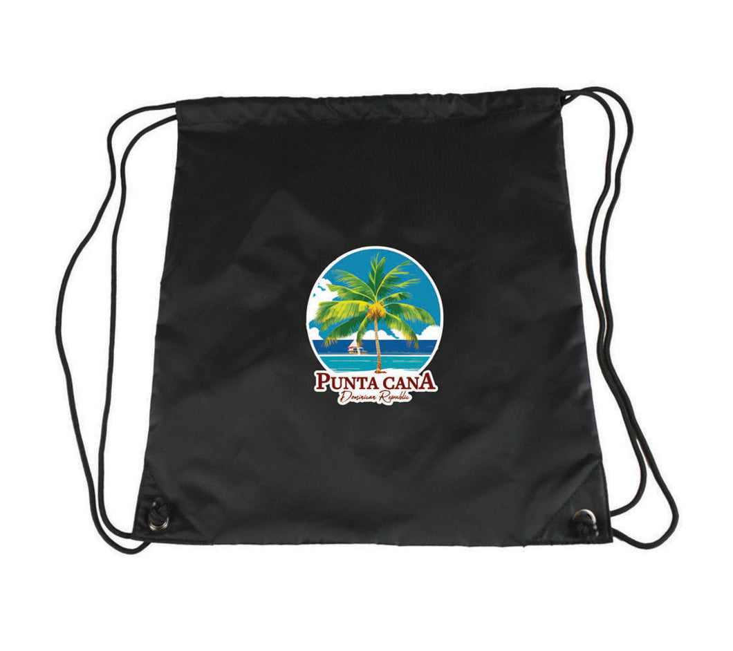 Punta Cana Dominican Republic Souvenir Cinch Bag With Drawstring Shoulder Straps Palm