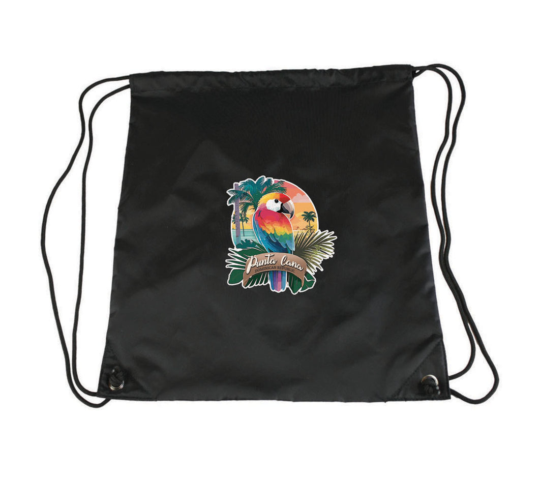 Punta Cana Dominican Republic Souvenir Cinch Bag With Drawstring Shoulder Straps Parrot