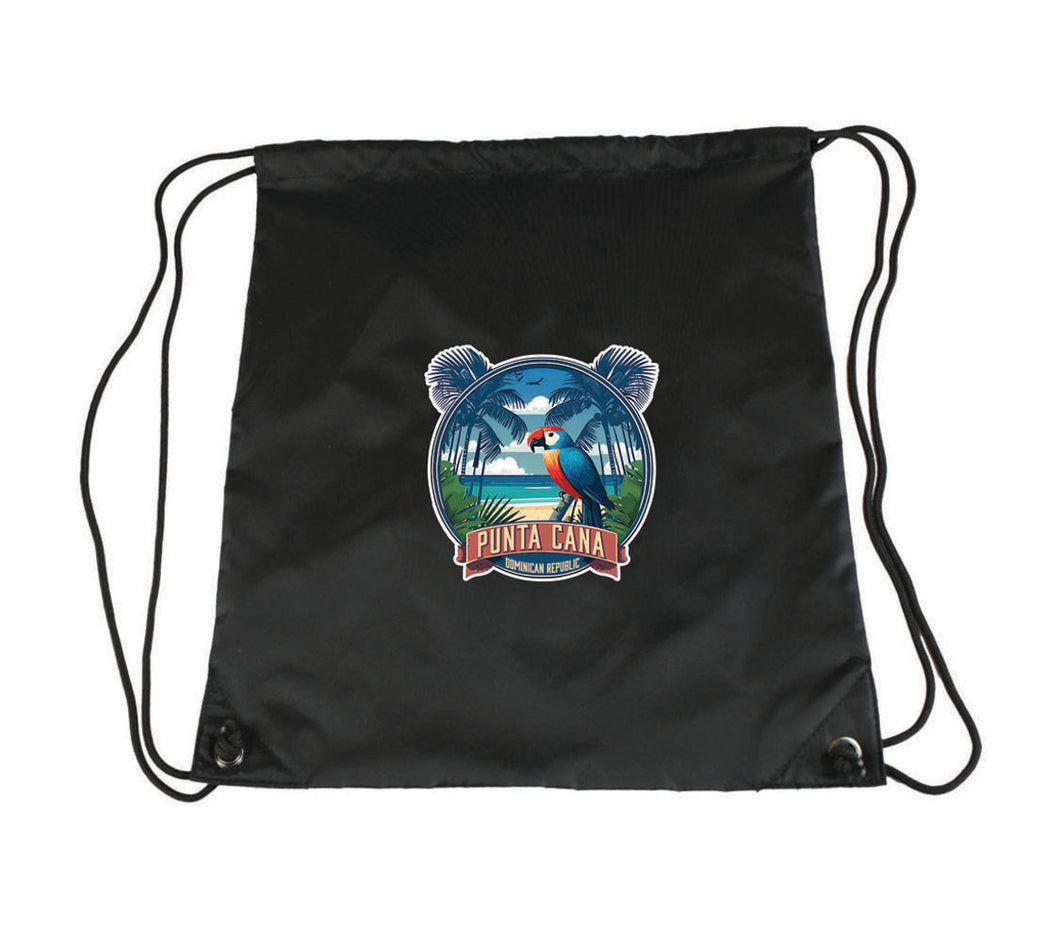 Punta Cana Dominican Republic Souvenir Cinch Bag With Drawstring Shoulder Straps Parrot B