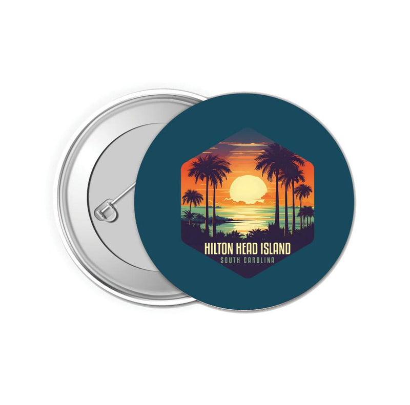 Hilton Head Island Design B Souvenir Small 1-Inch Button Pin 4 Pack