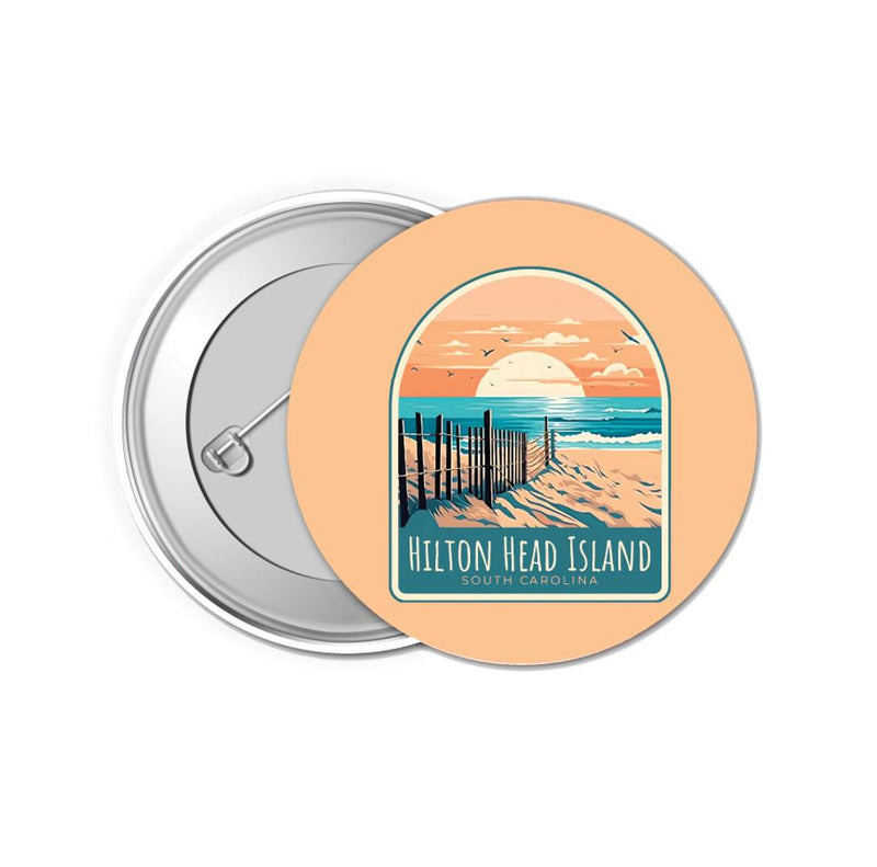 Hilton Head Island Design C Souvenir Small 1-Inch Button Pin 4 Pack