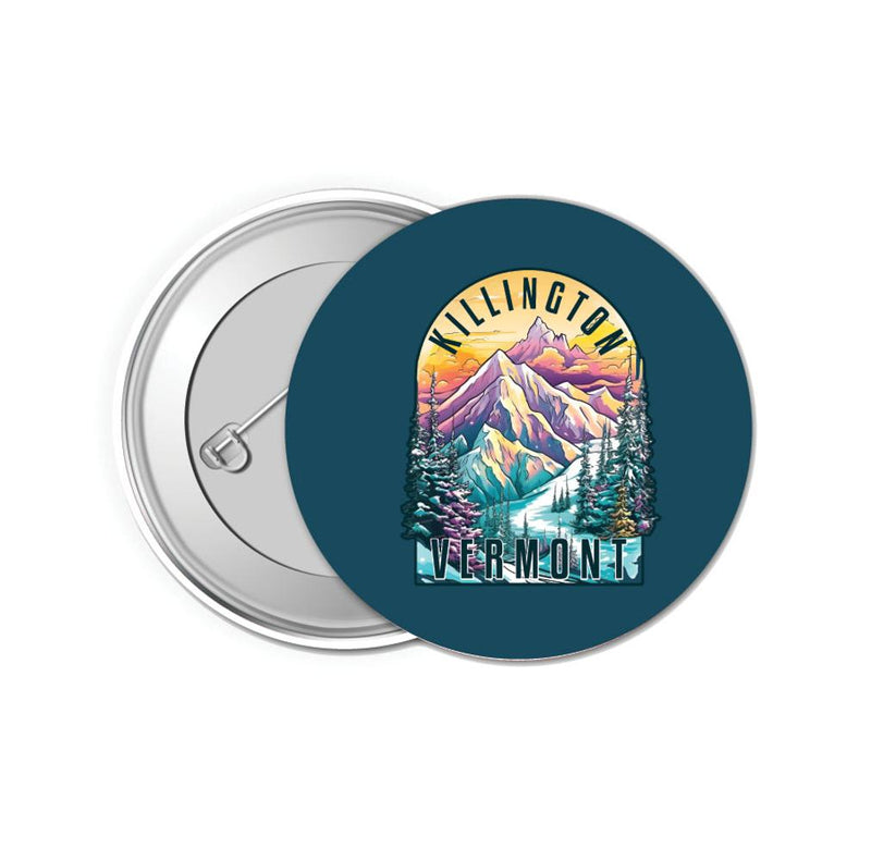 Killington Vermont Design B Souvenir Small 1-Inch Button Pin 4 Pack