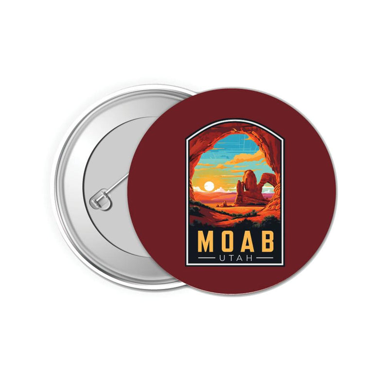 Moab Utah Design C Souvenir Small 1-Inch Button Pin 4 Pack