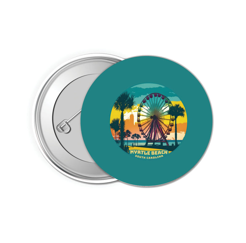 Myrtle Beach South Carolina Souvenir Small 1-Inch Button Pin 4 Pack