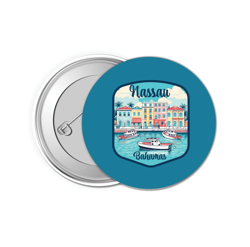 Nassau the Bahamas Design C Souvenir Small 1-Inch Button Pin 4 Pack