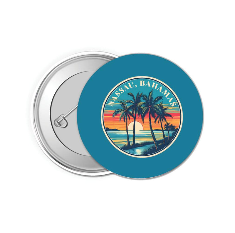 Nassau the Bahamas Design D Souvenir Small 1-Inch Button Pin 4 Pack