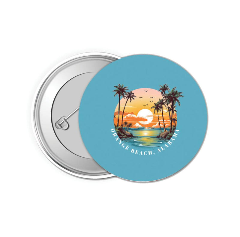 Orange Beach Alabama Design B Souvenir Small 1-Inch Button Pin 4 Pack