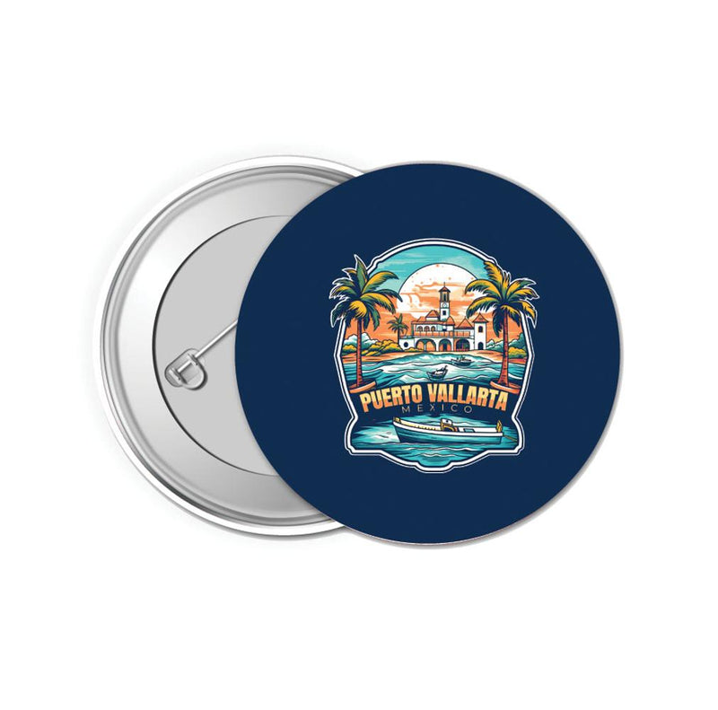 Puerto Vallarta Mexico Design A Souvenir Small 1-Inch Button Pin 4 Pack