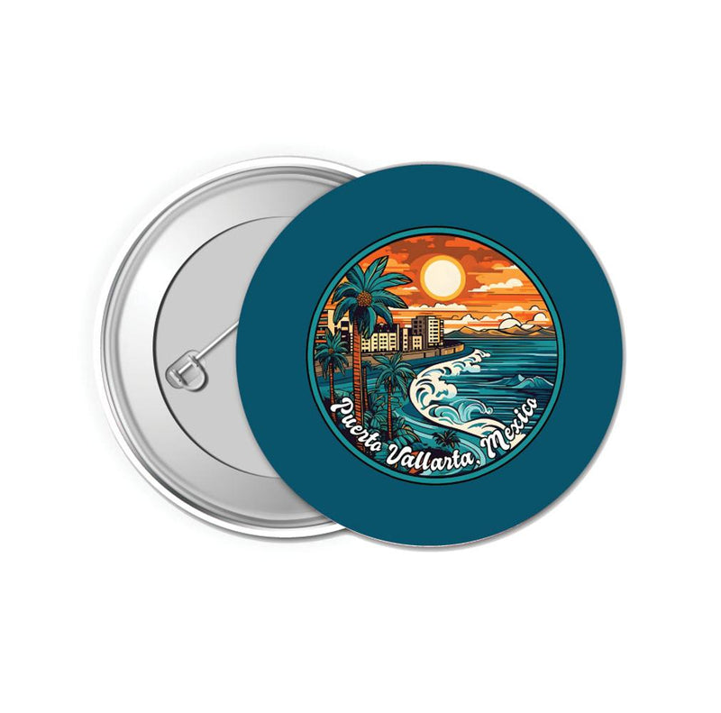 Puerto Vallarta Mexico Design B Souvenir Small 1-Inch Button Pin 4 Pack