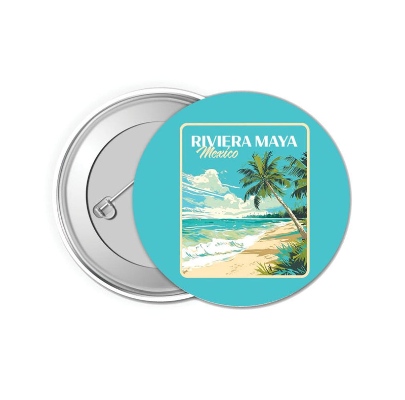 Riviera Maya Mexico Design C Souvenir Small 1-Inch Button Pin 4 Pack
