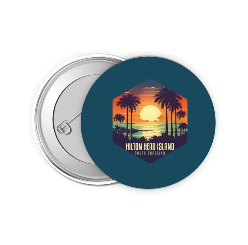 Hilton Head Island Design B Souvenir Small 2-Inch Button Pin 4 Pack
