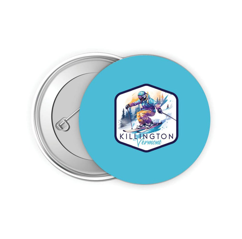 Killington Vermont Design A Souvenir Small 2-Inch Button Pin 4 Pack