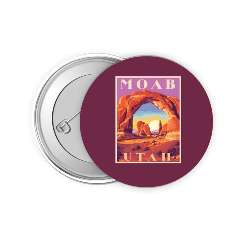 Moab Utah Design A Souvenir Small 2-Inch Button Pin 4 Pack