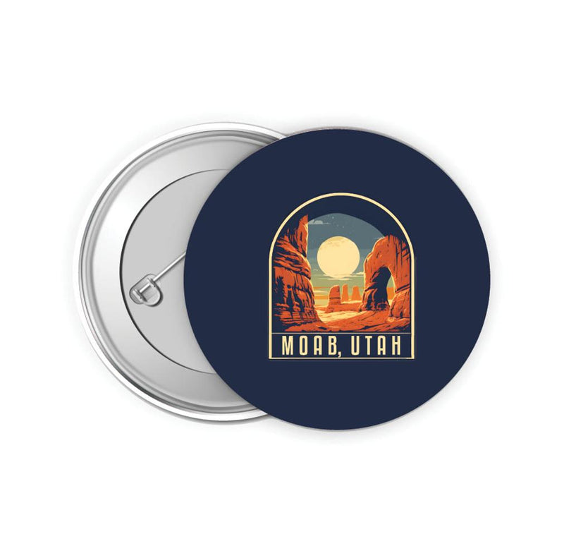 Moab Utah Design B Souvenir Small 2-Inch Button Pin 4 Pack
