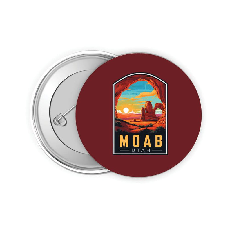 Moab Utah Design C Souvenir Small 2-Inch Button Pin 4 Pack