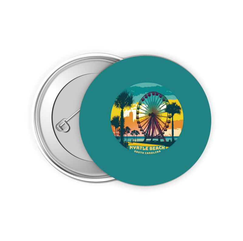 Myrtle Beach South Carolina Souvenir Small 2-Inch Button Pin 4 Pack