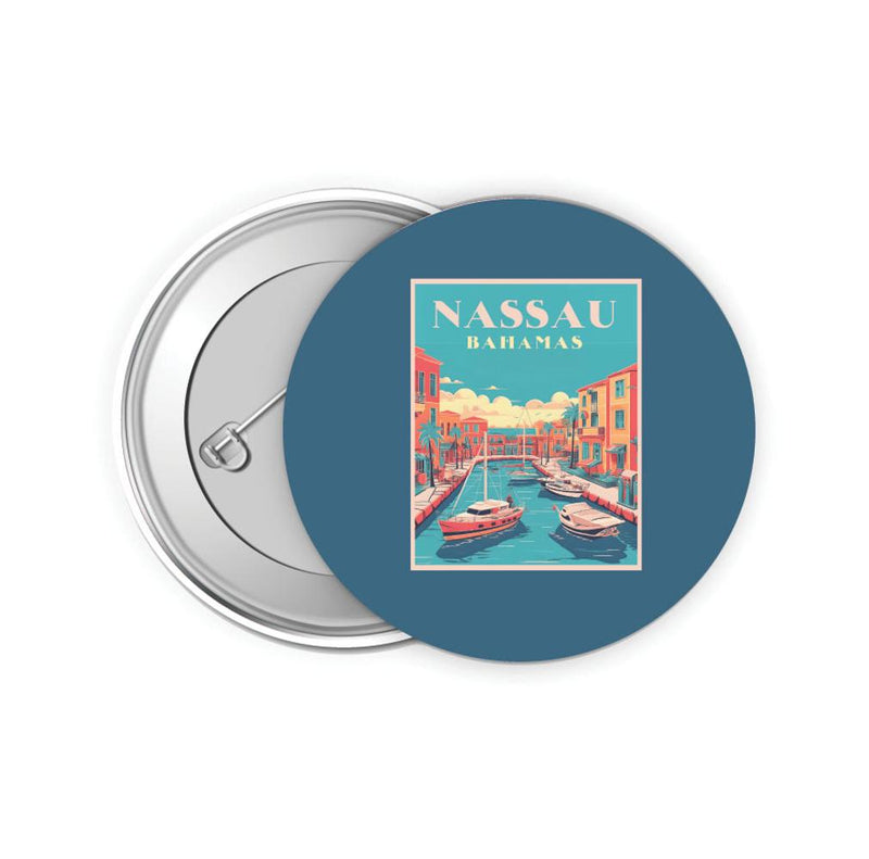 Nassau the Bahamas Design B Souvenir Small 2-Inch Button Pin 4 Pack