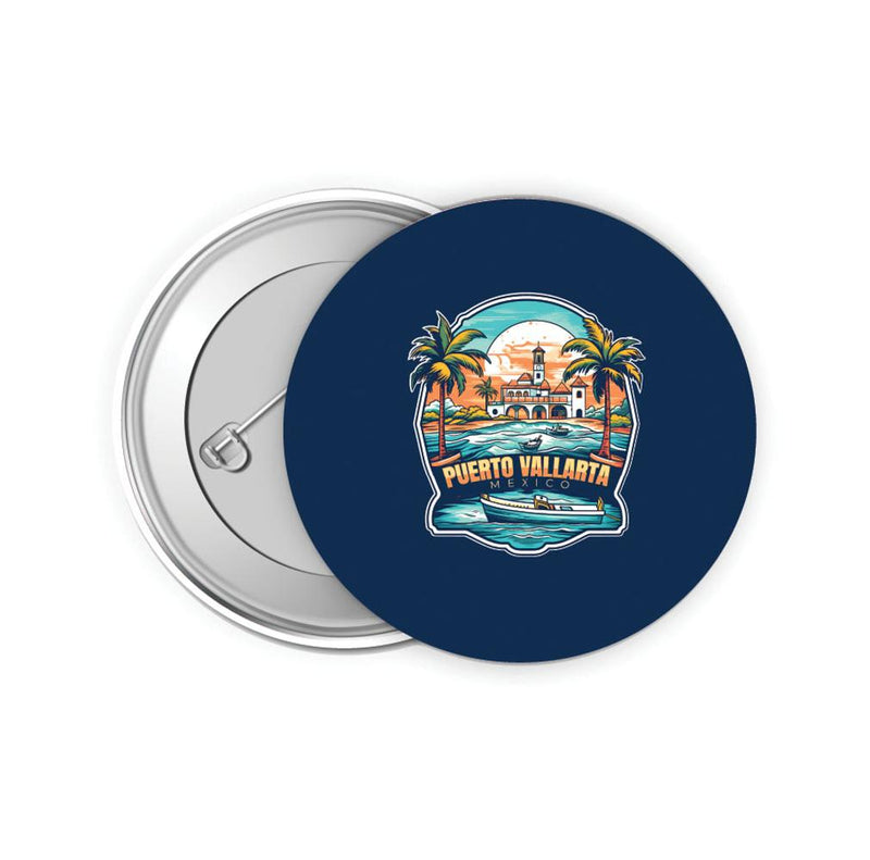 Puerto Vallarta Mexico Design A Souvenir Small 2-Inch Button Pin 4 Pack