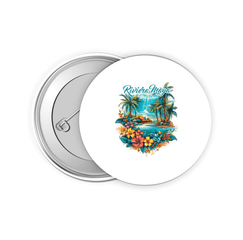 Riviera Maya Mexico Design A Souvenir Small 2-Inch Button Pin 4 Pack