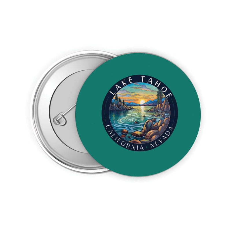 Lake Tahoe California Design C Souvenir Small 2-Inch Button Pin 4 Pack