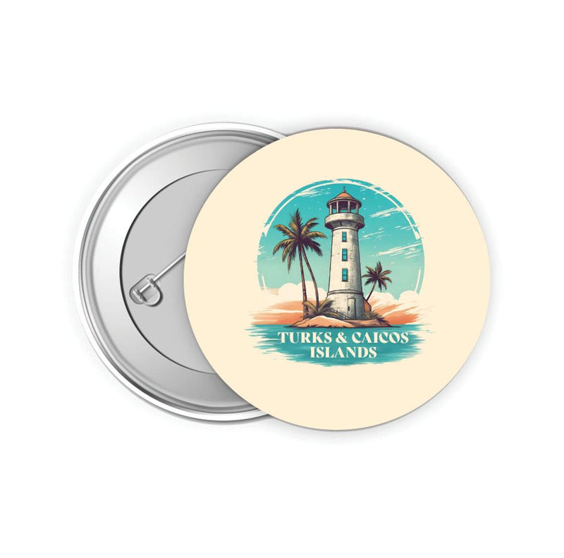 Turks And Caicos Design A Souvenir Small 2-Inch Button Pin 4 Pack