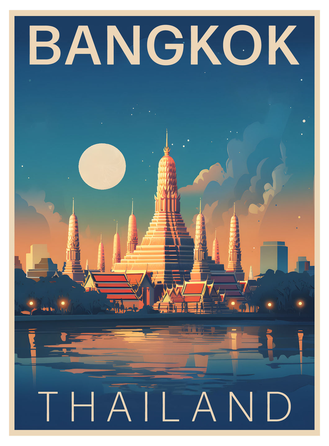 Exclusive Bangkok Thailand Collectible - Vintage Travel Poster Art