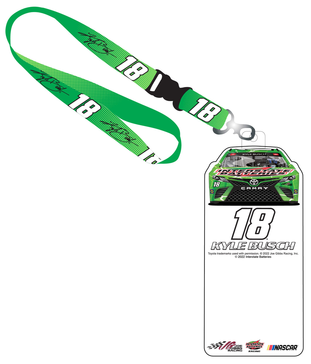 R and R Imports Kyle Busch #18 Nascar Credential Holder with Lanyard New for 2022