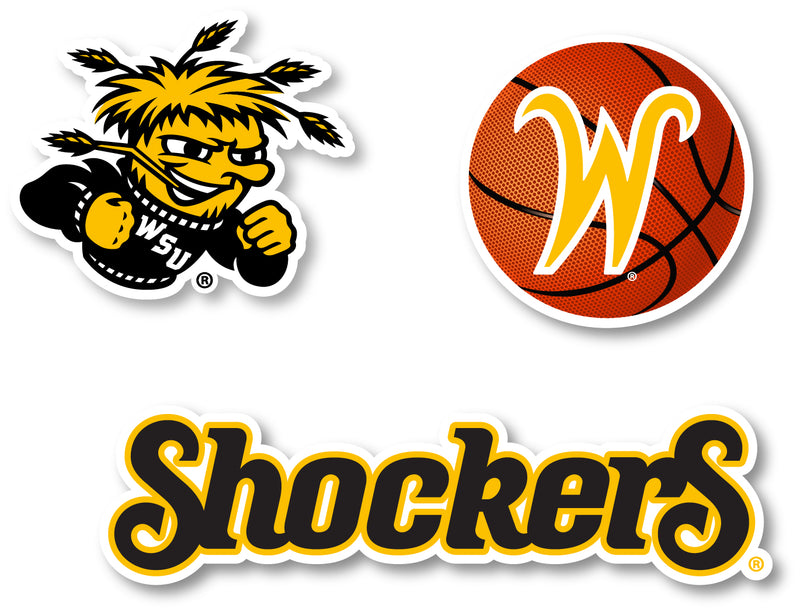 Wichita State Shockers 3 Pack 4-Inch Each NCAA Durable School Spirit Vinyl Decal Sticker