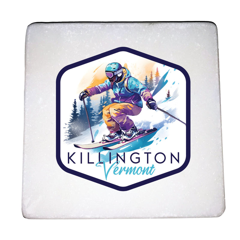 Killington Vermont Design A Souvenir 4x4-Inch Coaster Marble 4 Pack