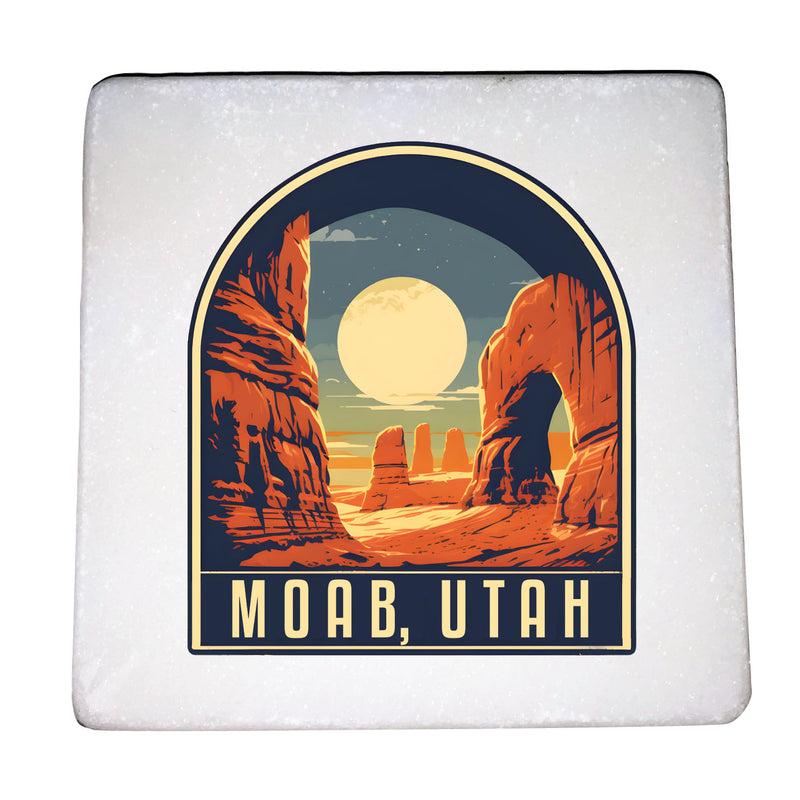 Moab Utah Design B Souvenir 4x4-Inch Coaster Marble 4 Pack