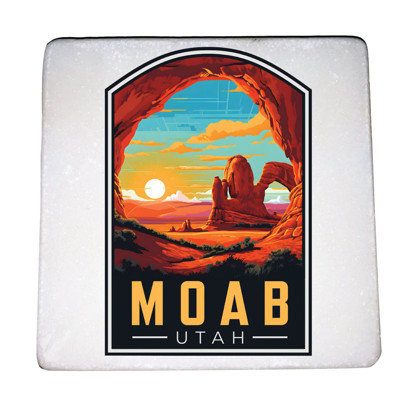 Moab Utah Design C Souvenir 4x4-Inch Coaster Marble 4 Pack