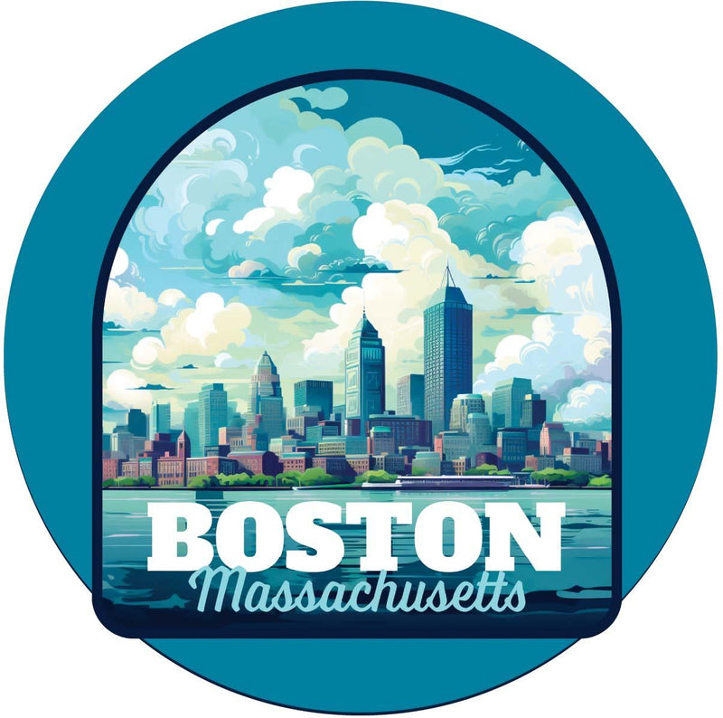 Boston Massachusetts A Souvenir Memories Round Durable Vinyl Decal Sticker