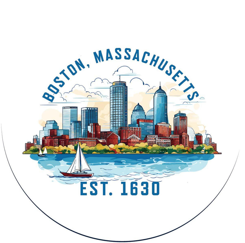 Boston Massachusetts B Souvenir Memories Round Durable Vinyl Decal Sticker