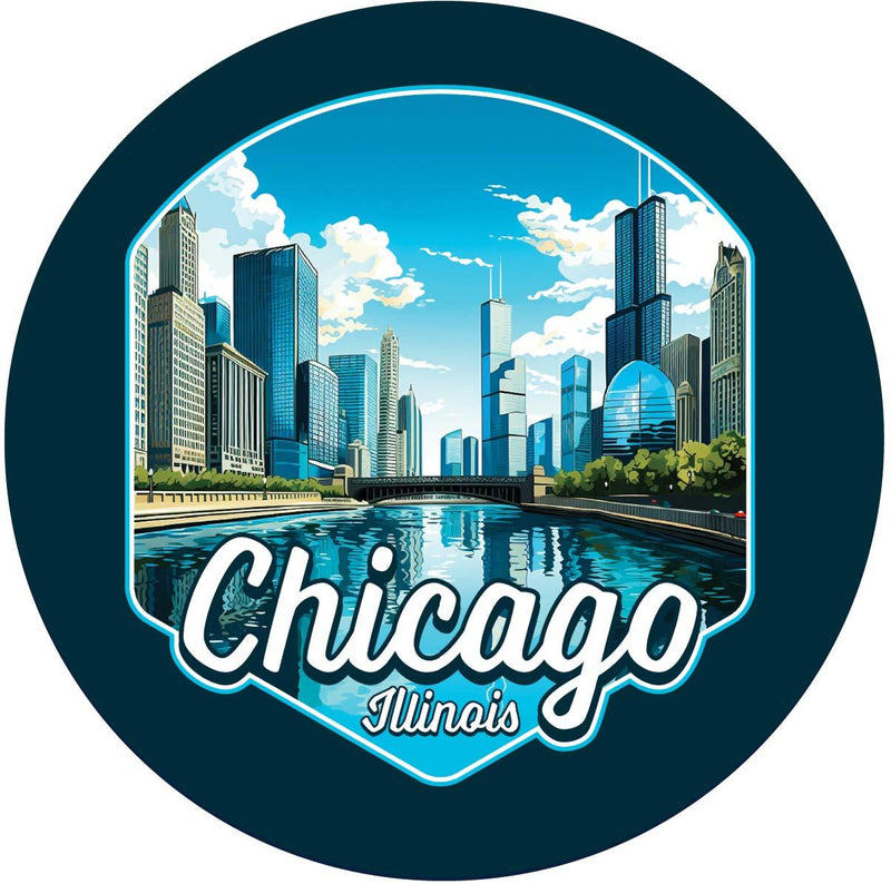 Chicago Illinois A Souvenir Memories Round Durable Vinyl Decal Sticker