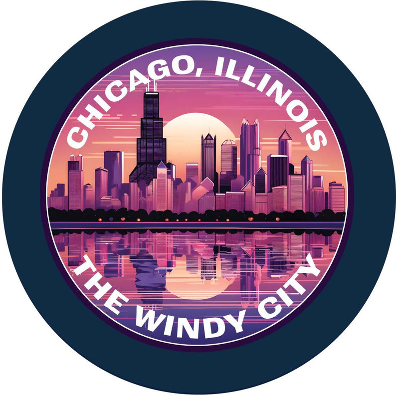 Chicago Illinois B Souvenir Memories Round Durable Vinyl Decal Sticker