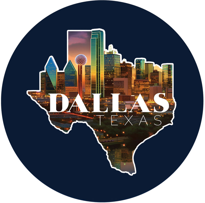 Dallas Texas C Souvenir Memories Round Durable Vinyl Decal Sticker
