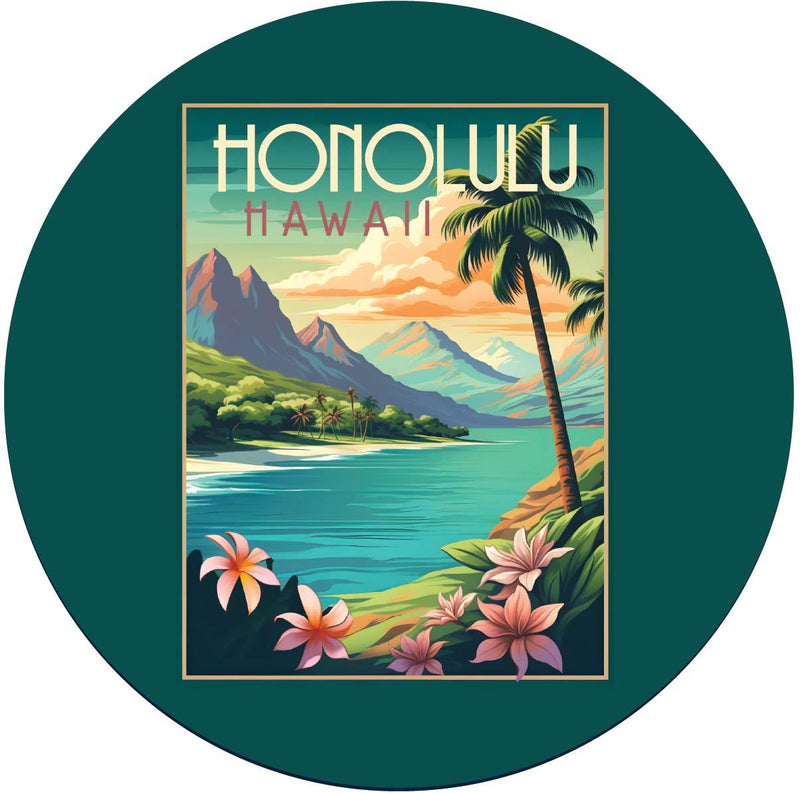 Honolulu Hawaii C Souvenir Memories Round Durable Vinyl Decal Sticker