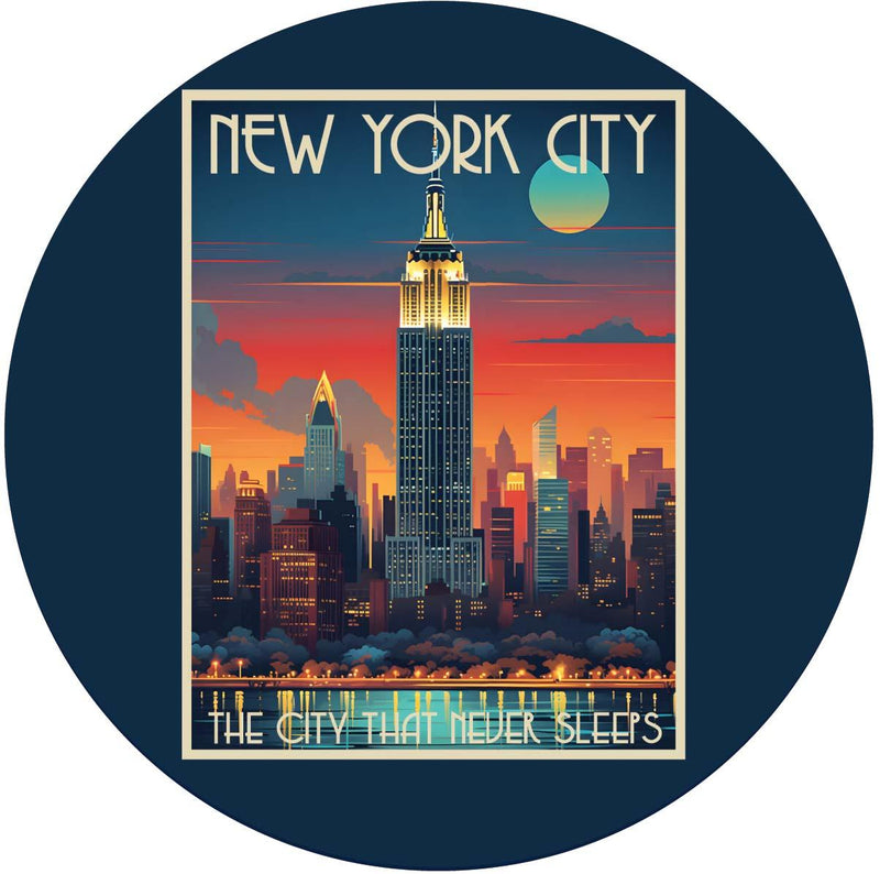 New York City B Souvenir Memories Round Durable Vinyl Decal Sticker