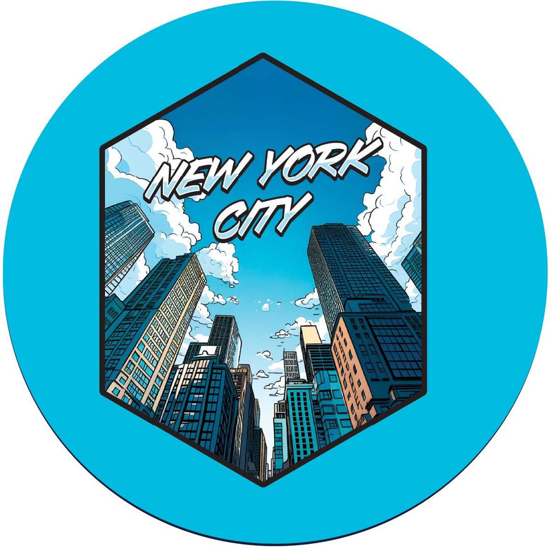 New York City E Souvenir Memories Round Durable Vinyl Decal Sticker
