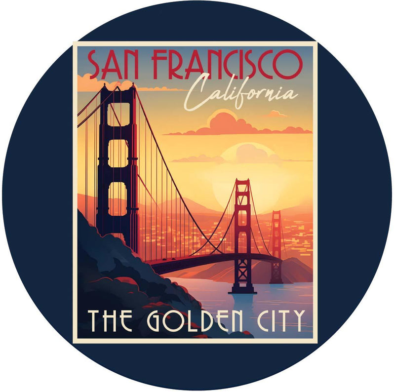 San Francisco California B Souvenir Memories Round Durable Vinyl Decal Sticker
