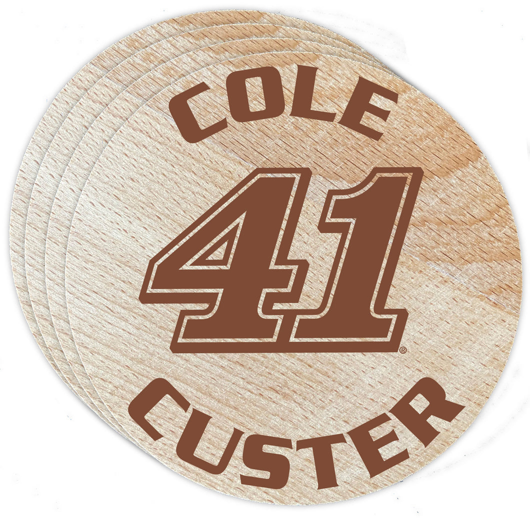 Nascar #41 Cole Custer Wood Coaster Engraved 4-Pack