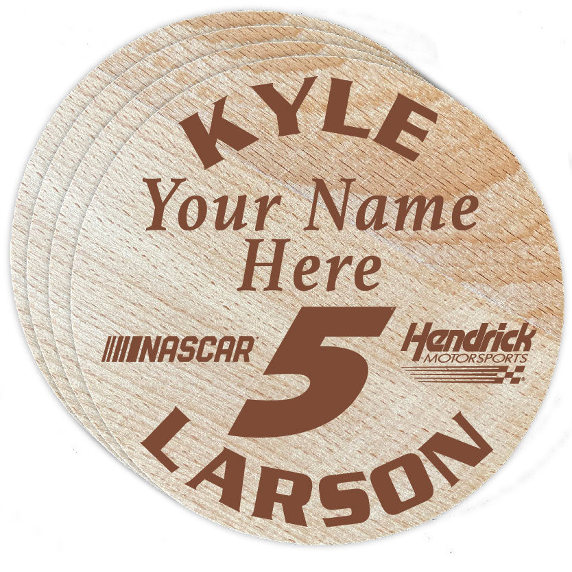 #5 Kyle Larson Officially Licensed Customizable Wood Coaster Engraved 4-Pack