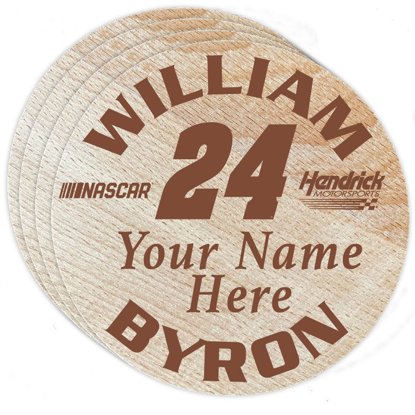 #24 William Byron Officially Licensed Customizable Wood Coaster Engraved 4-Pack