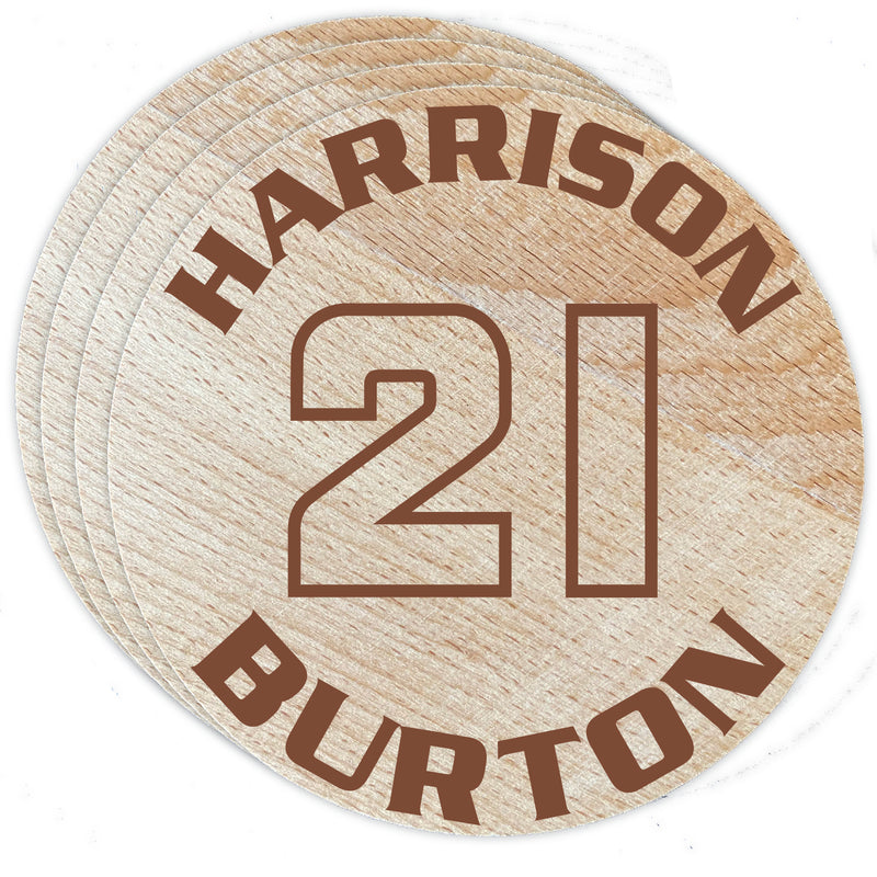Nascar #21 Harrison Burton Wood Coaster Engraved 4-Pack