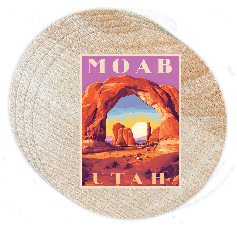 Moab Utah Design A Souvenir Coaster Wooden 3.5 x 3.5-Inch 4 Pack