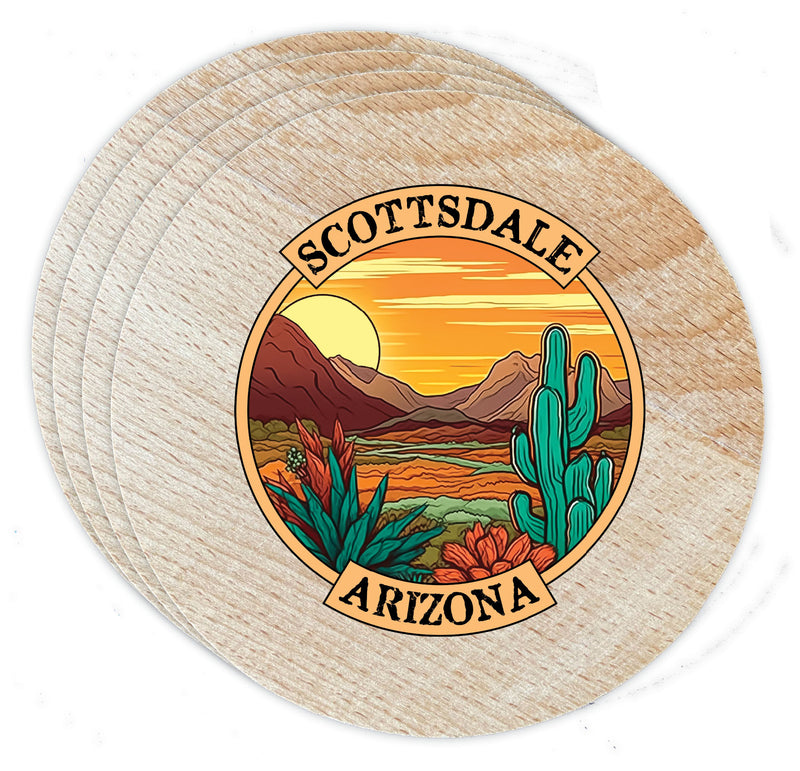 Scottsdale Arizona Design A Souvenir Coaster Wooden 3.5 x 3.5-Inch 4 Pack