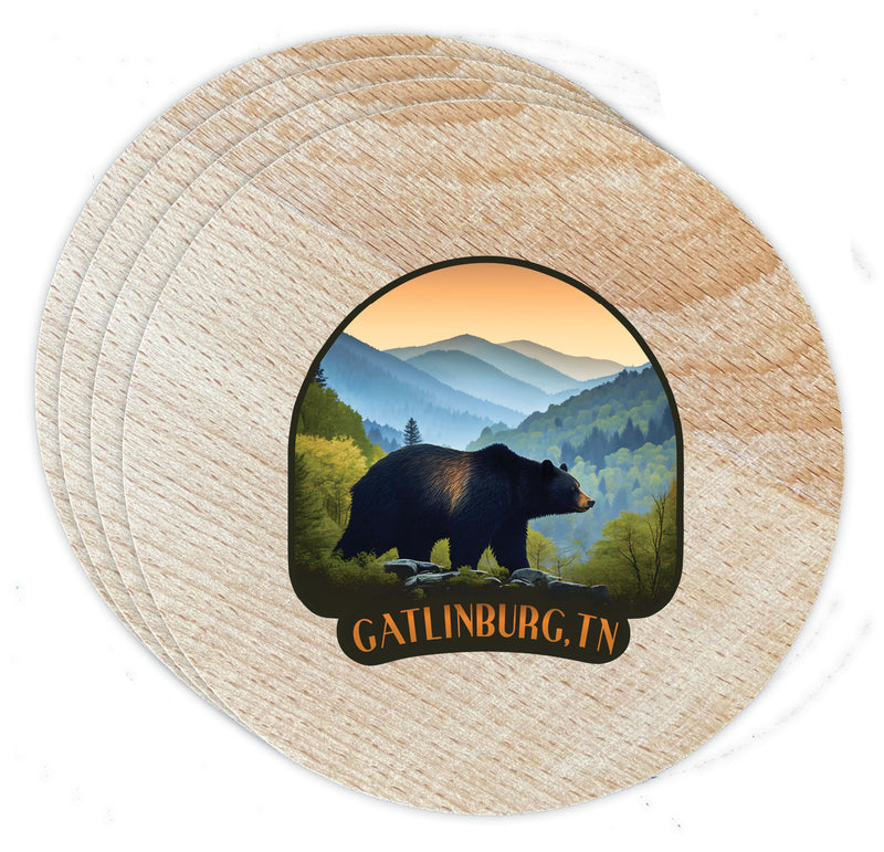 Gatlinburg Tennessee Souvenir Coaster Wooden 3.5 x 3.5 Inch White