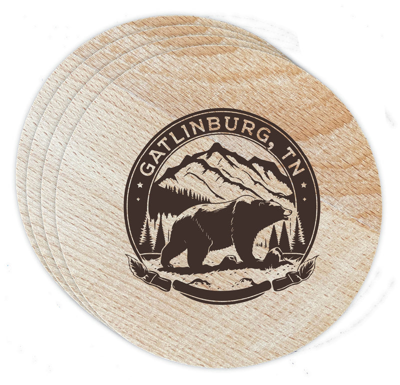 Gatlinburg Tennessee Laser Etched Souvenir Coaster Wooden 3.5 x 3.5 Inch White